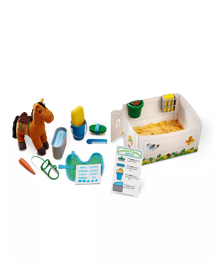 Melissa and Doug Melissa Doug Feed Groom Horse Care Play Set With Plush Stuffed Animal (23 pcs) - Mycitystee
