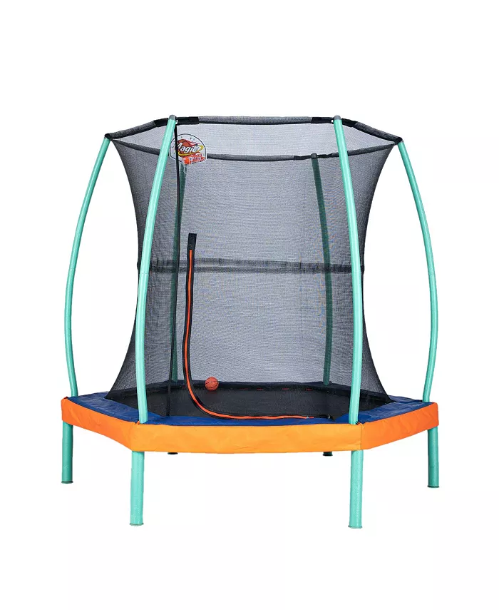 JumpKing 7' Trampoline with Mini Basketball Hoop - Mycitystee