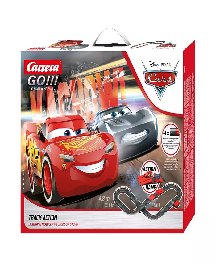 Carrera Go Battery Operated Disney Pixar Cars Track Action Electric Powered Slot Car Race Track with Jump Ramp Set - Mycitystee