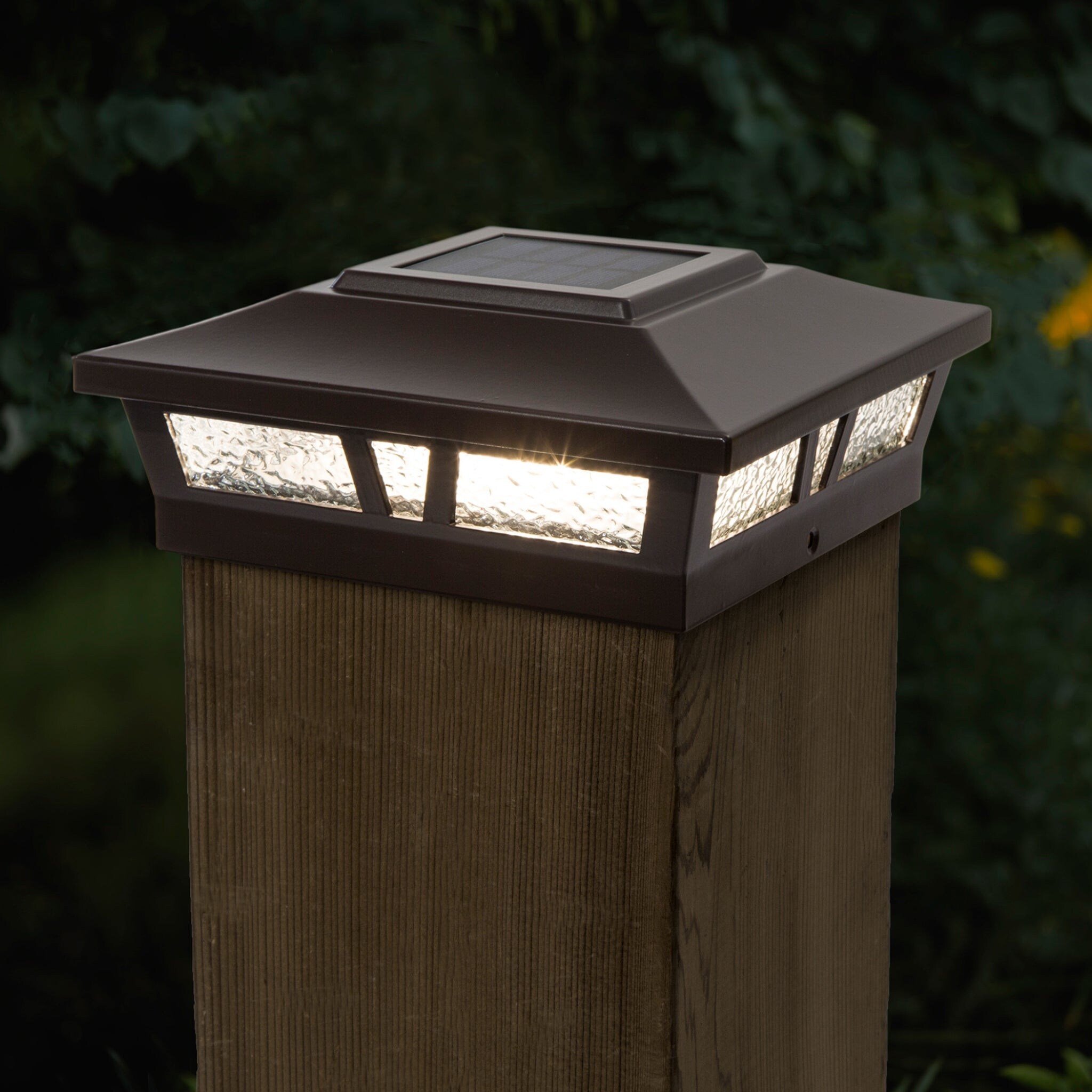 Classy Caps 6x6 Brown Aluminum Oxford Solar Post Cap (Set of 2) - Mycitystee