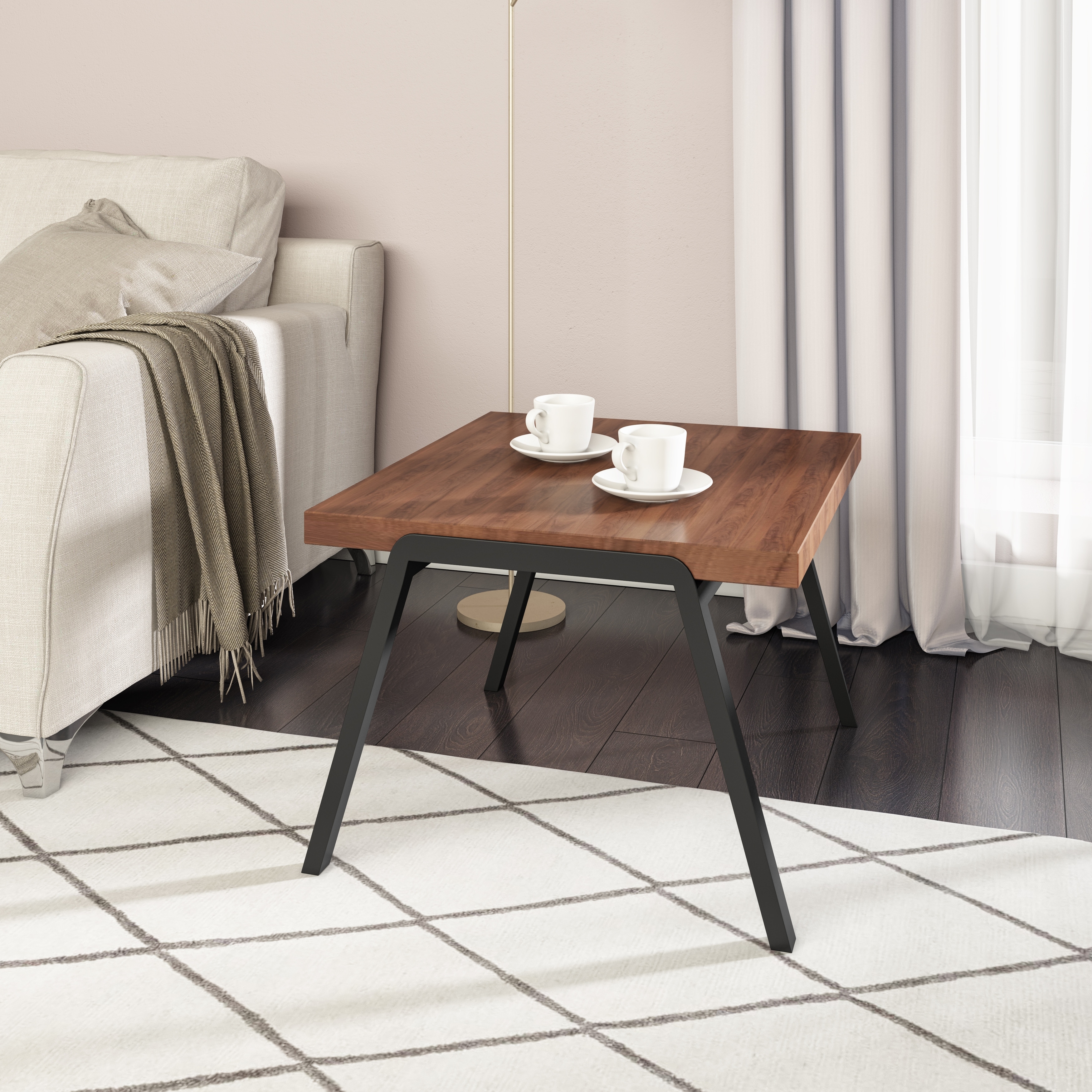 Modrest Rhett Modern Walnut and Black End Table - Mycitystee