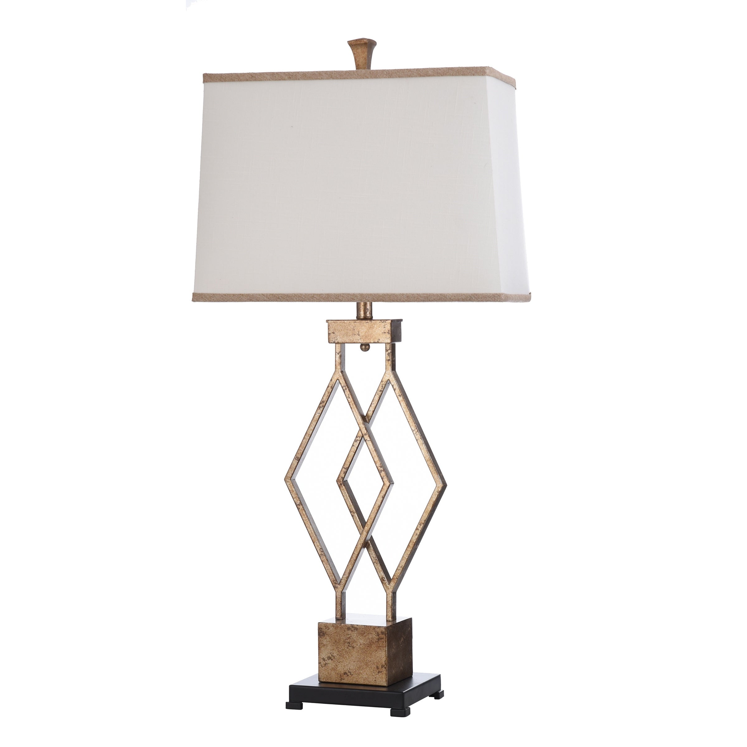 StyleCraft Vintage Gold Table Lamp - White Hardback Fabric Shade - Mycitystee