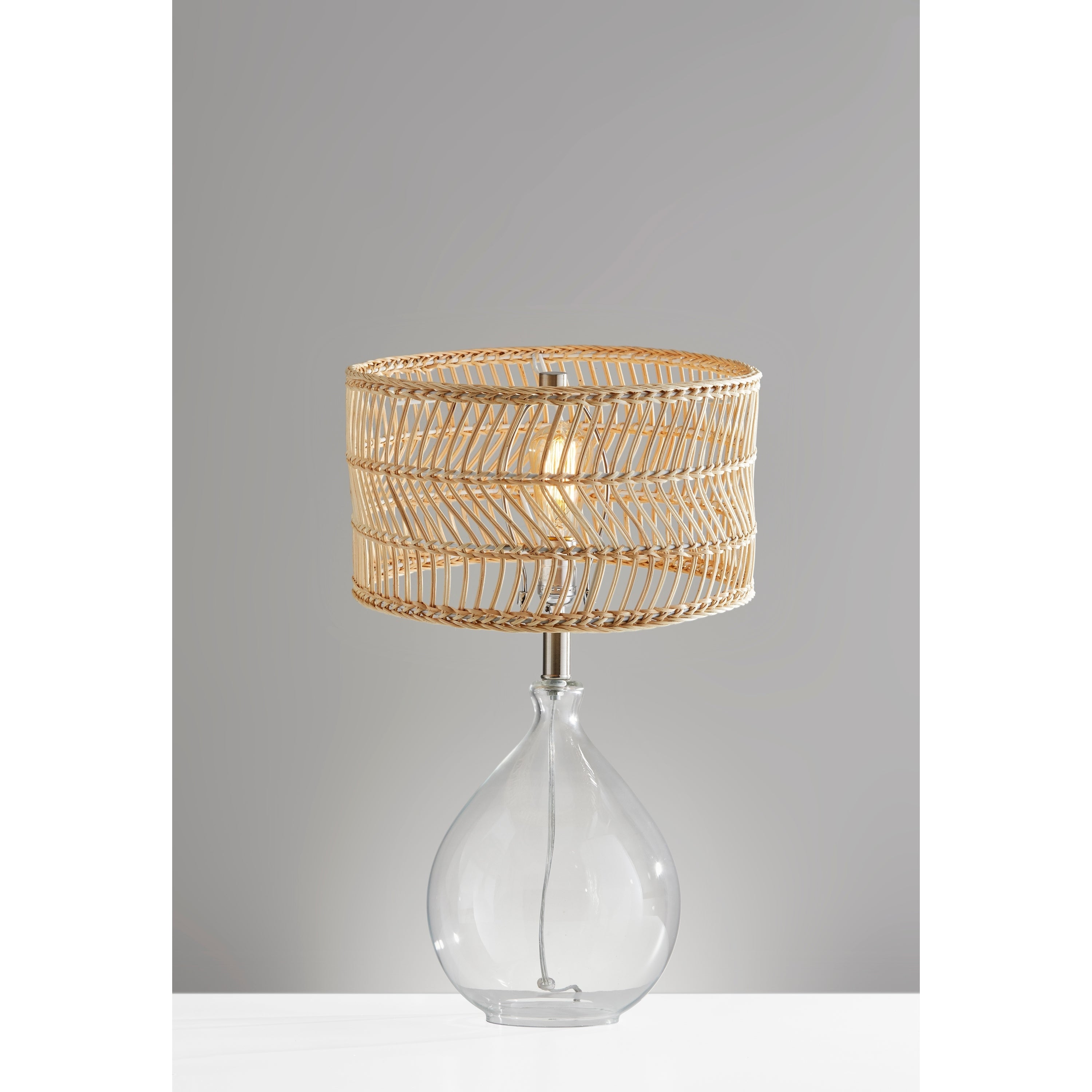 Adesso Glass and Brushed Steel Cuba Teardrop Table Lamp - Mycitystee