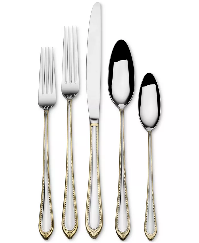 Mikasa Regent Bead Gold 65 Piece Flatware Set - Mycitystee