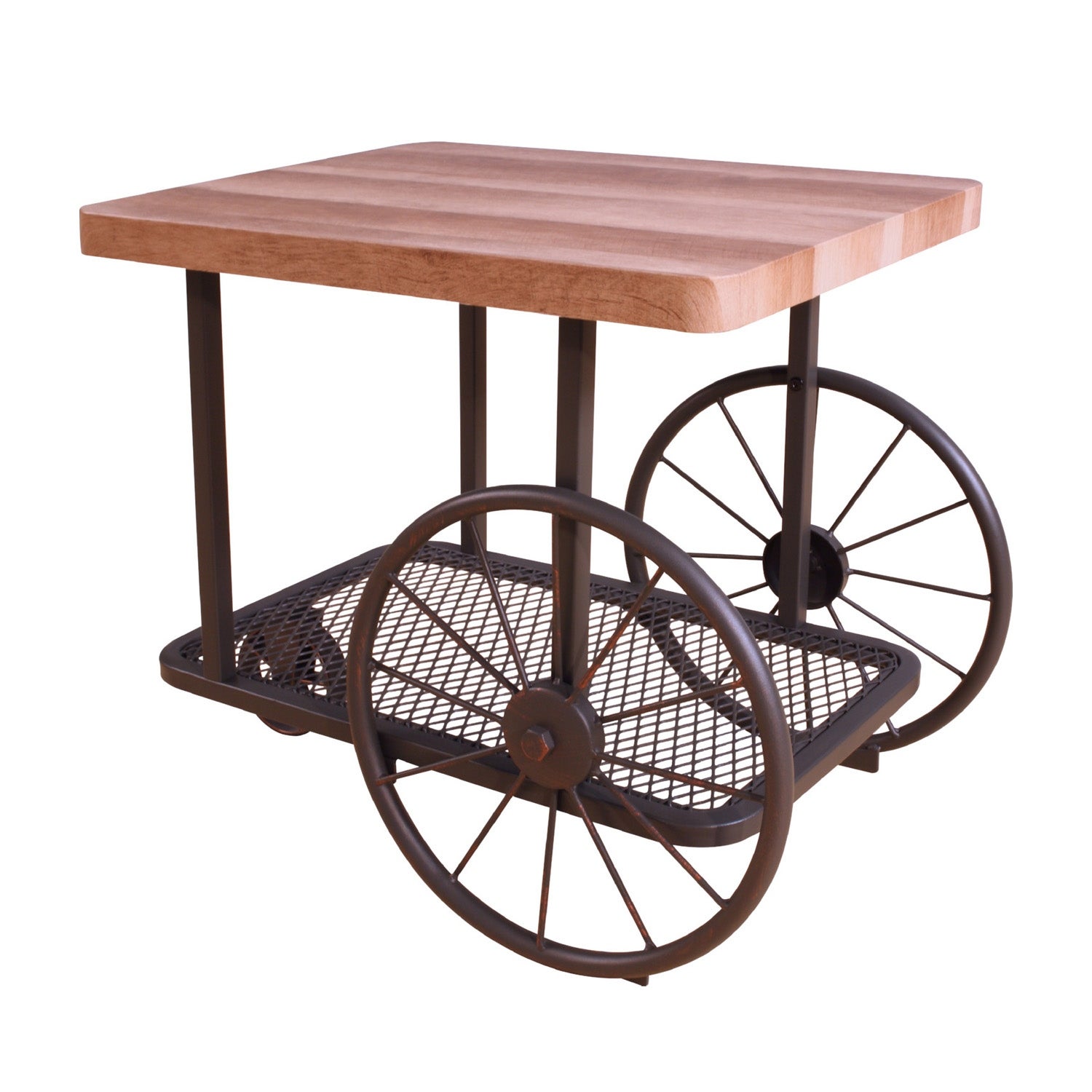 Wood End Table in Oak and Antique Gray Finish - Mycitystee