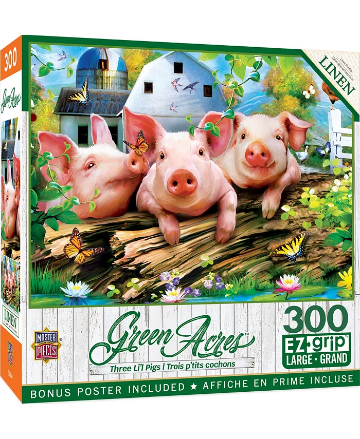 MasterPieces Puzzles Green Acres - Three Lil' Pigs 300 Piece Adult Jigsaw Puzzle - Mycitystee