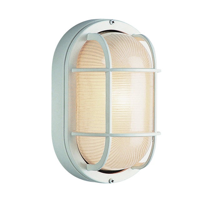 Cambridge 1-Light White 6.5 in. Outdoor Flush Mount with Clear Polycarbonate - Mycitystee