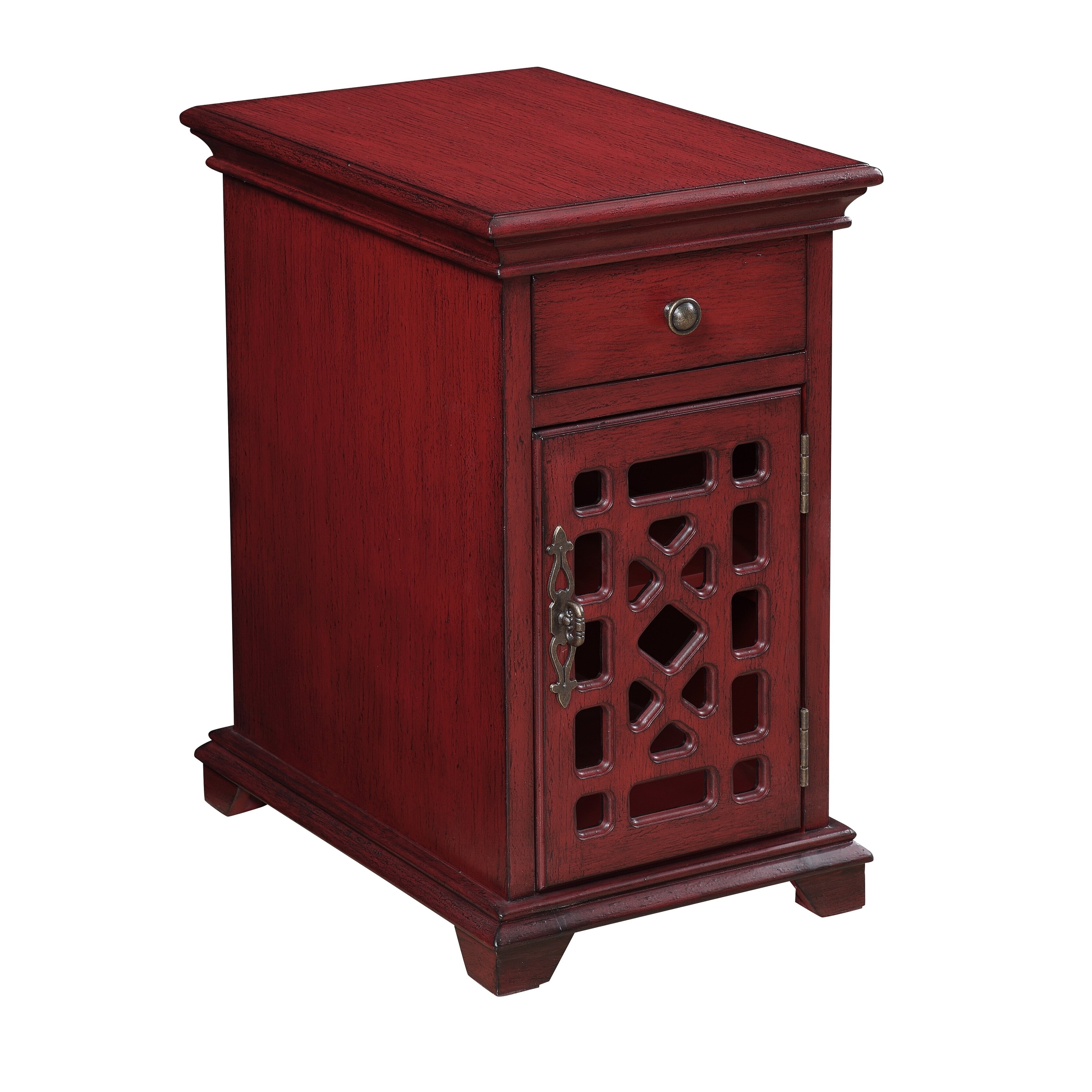 Somette Red One Drawer One Door Chairside Cabinet - Mycitystee