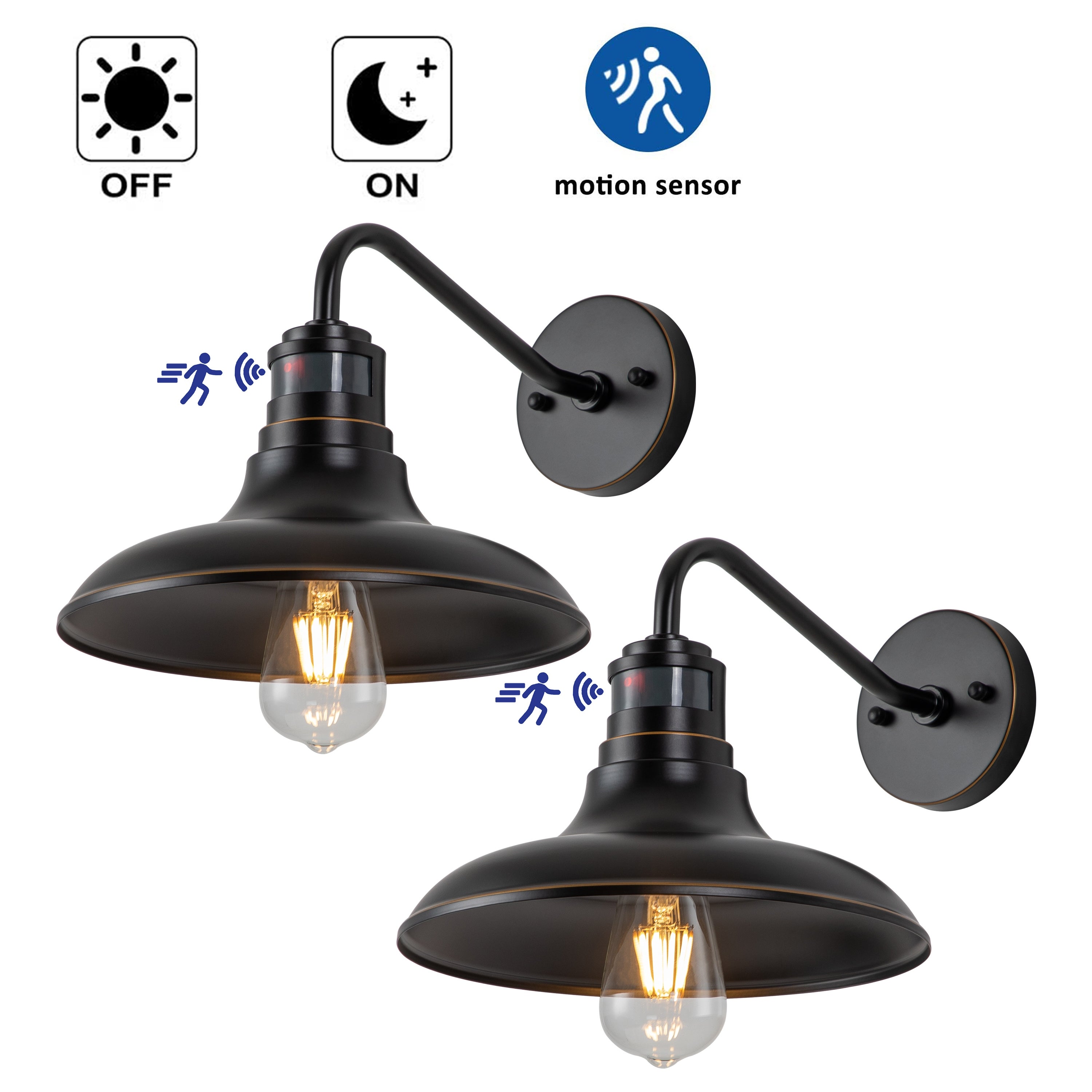1-Light 2-Pack Black Motion Sensor Dusk to Dawn Outdoor Barn Light Shopping - The Best Deals on Outdoor Barn Lights | 40423572 - Mycitystee