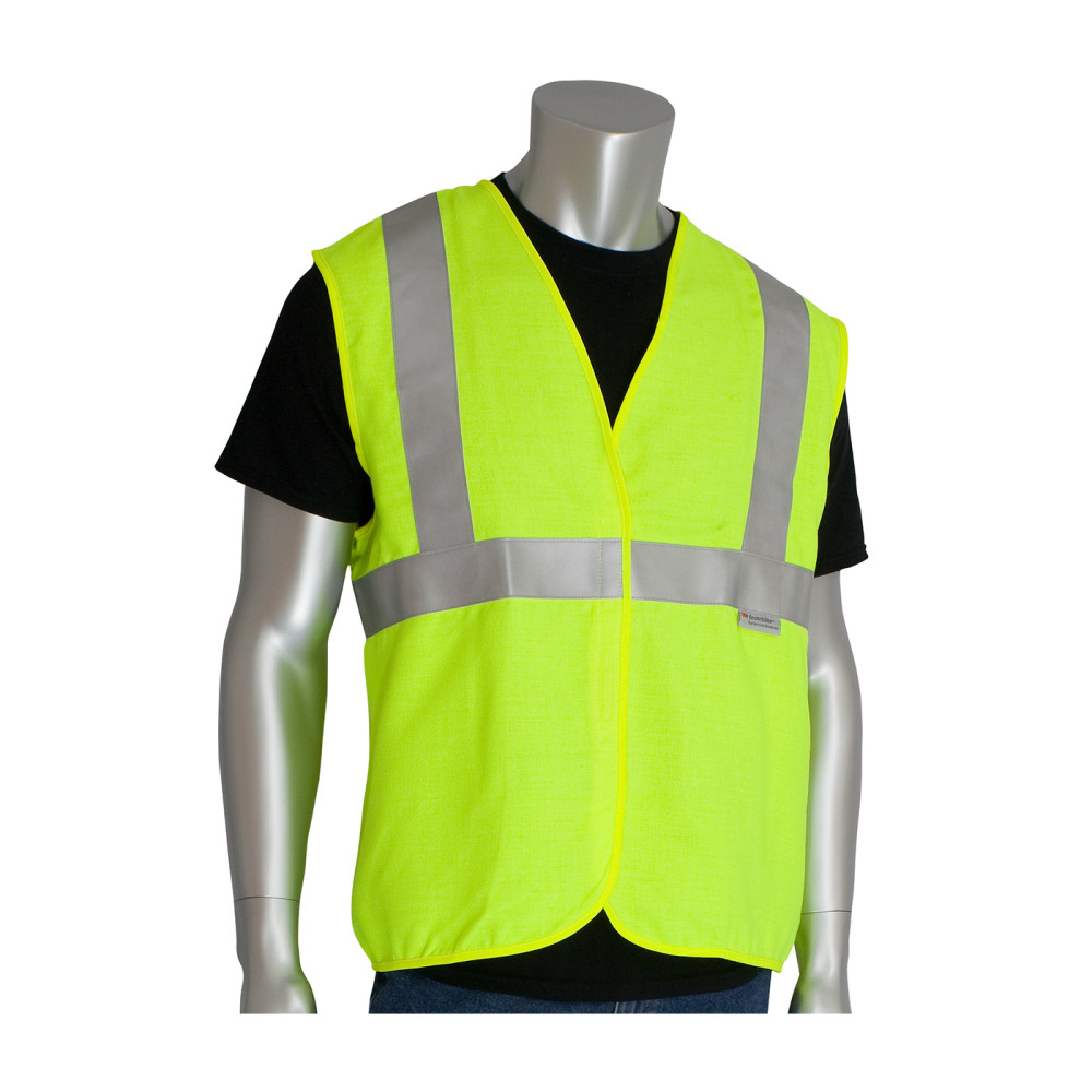 Protective Industrial Products ANSI Type R Class 2 AR/FR Solid Vest Hi Vis Yellow Large - Mycitystee