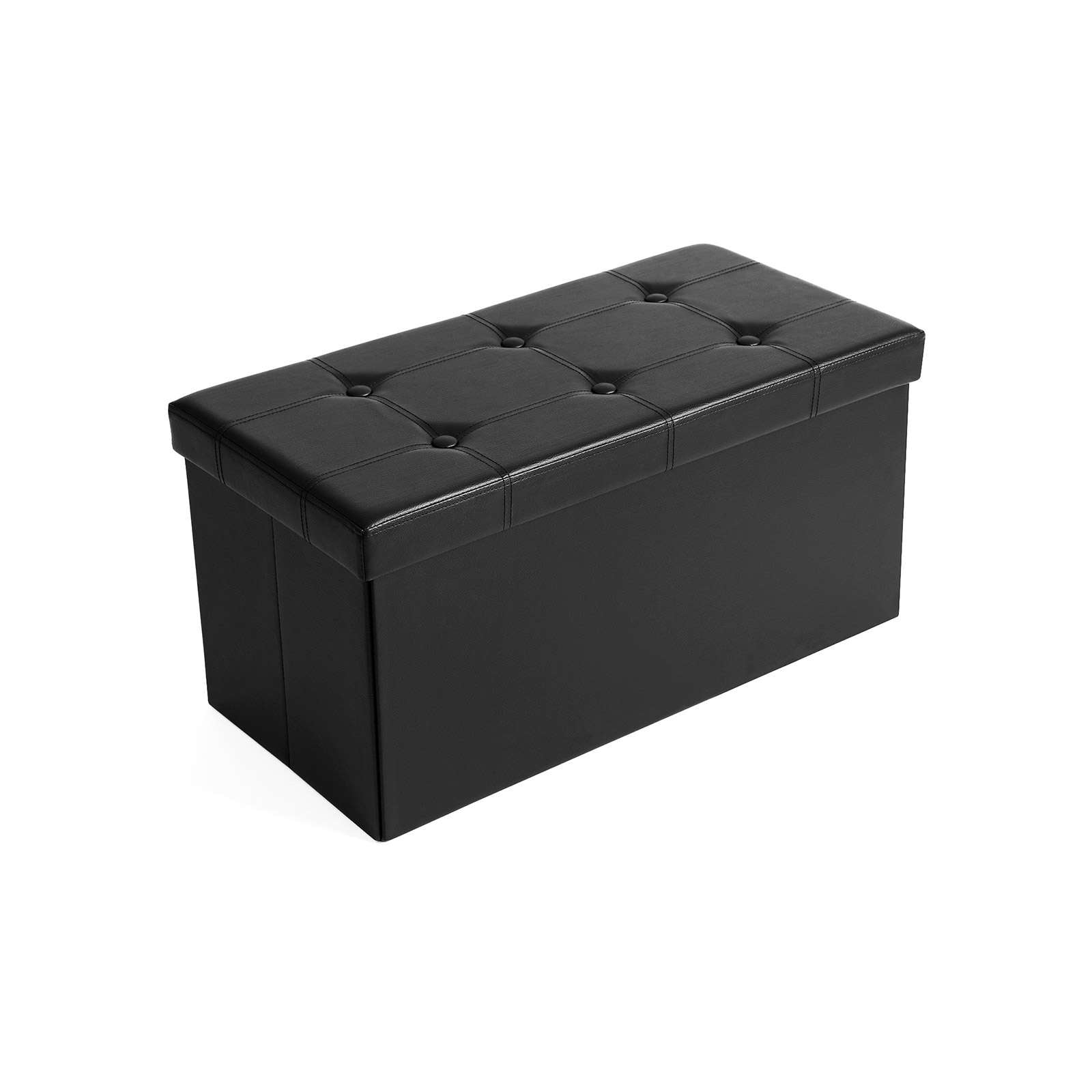 SONGMICS Black Faux Leather Storage Ottoman Bench - Mycitystee