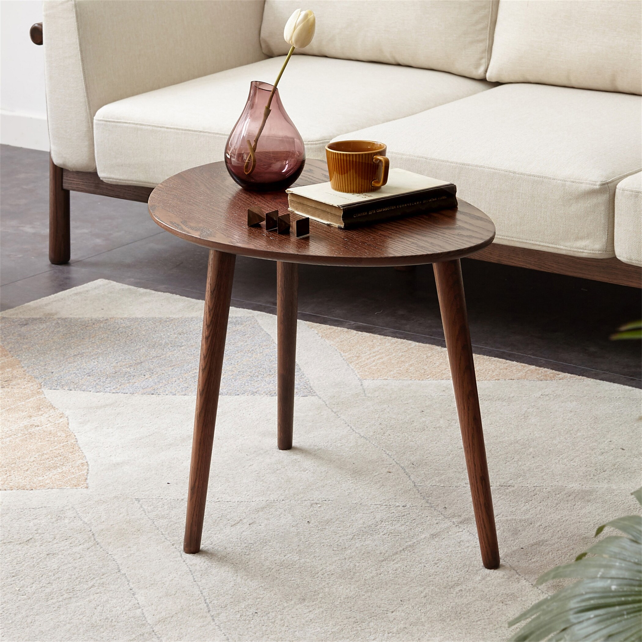 Center Table Low Table Solid Oak Wood Top Plate Desk Pebble Shaped - Mycitystee