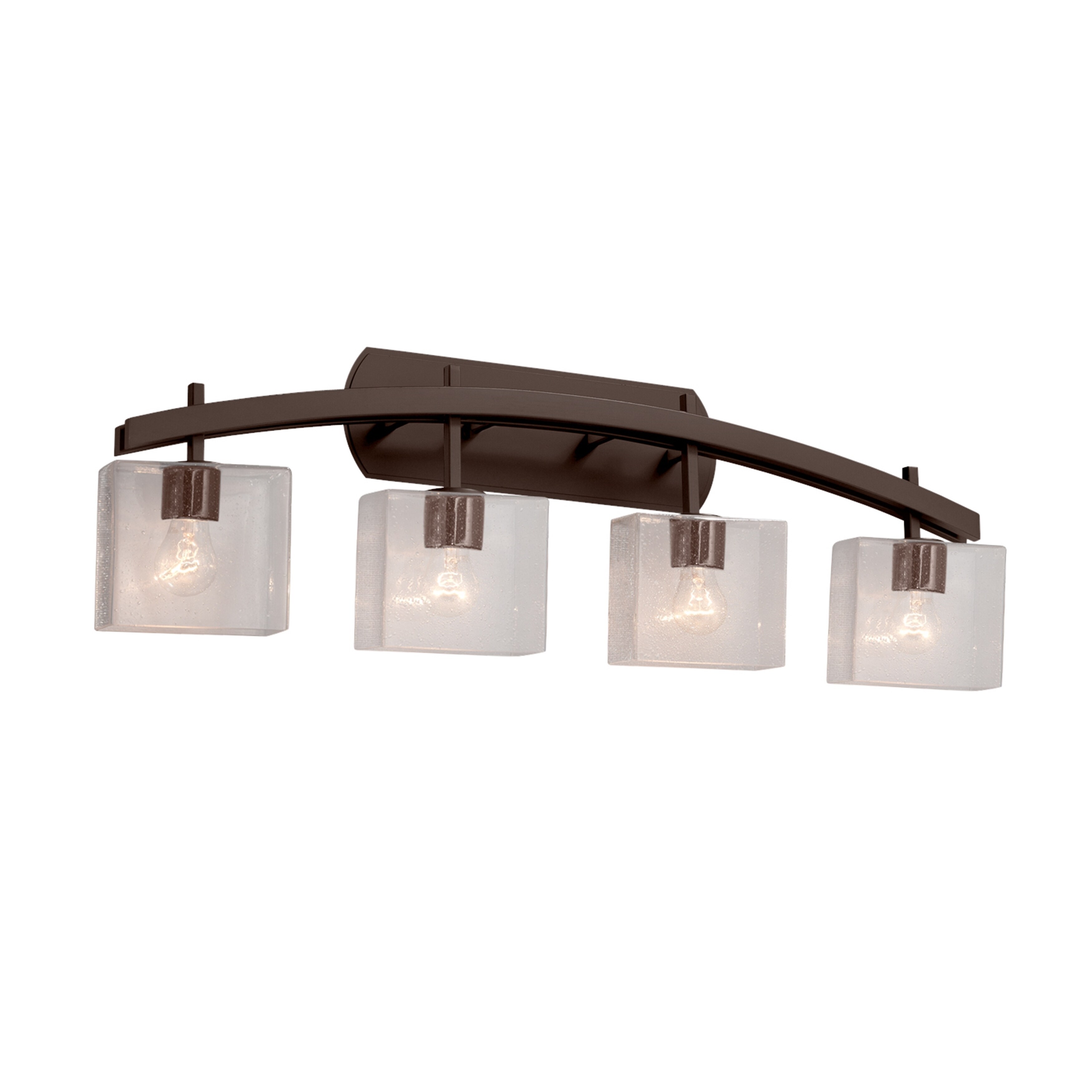 Justice Design Fusion Archway 4-light Dark Bronze Bath Bar， Seeded Rectangle Shade - Mycitystee