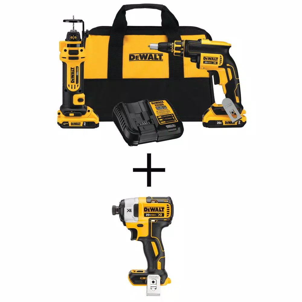 DEWALT 20-Volt MAX XR Cordless Drywall Screw Gun/Cut-out Tool Kit (2-Tool) with (2) 2.0Ah Batteries and 1/4 in. Impact Driver and#8211; XDC Depot - Mycitystee