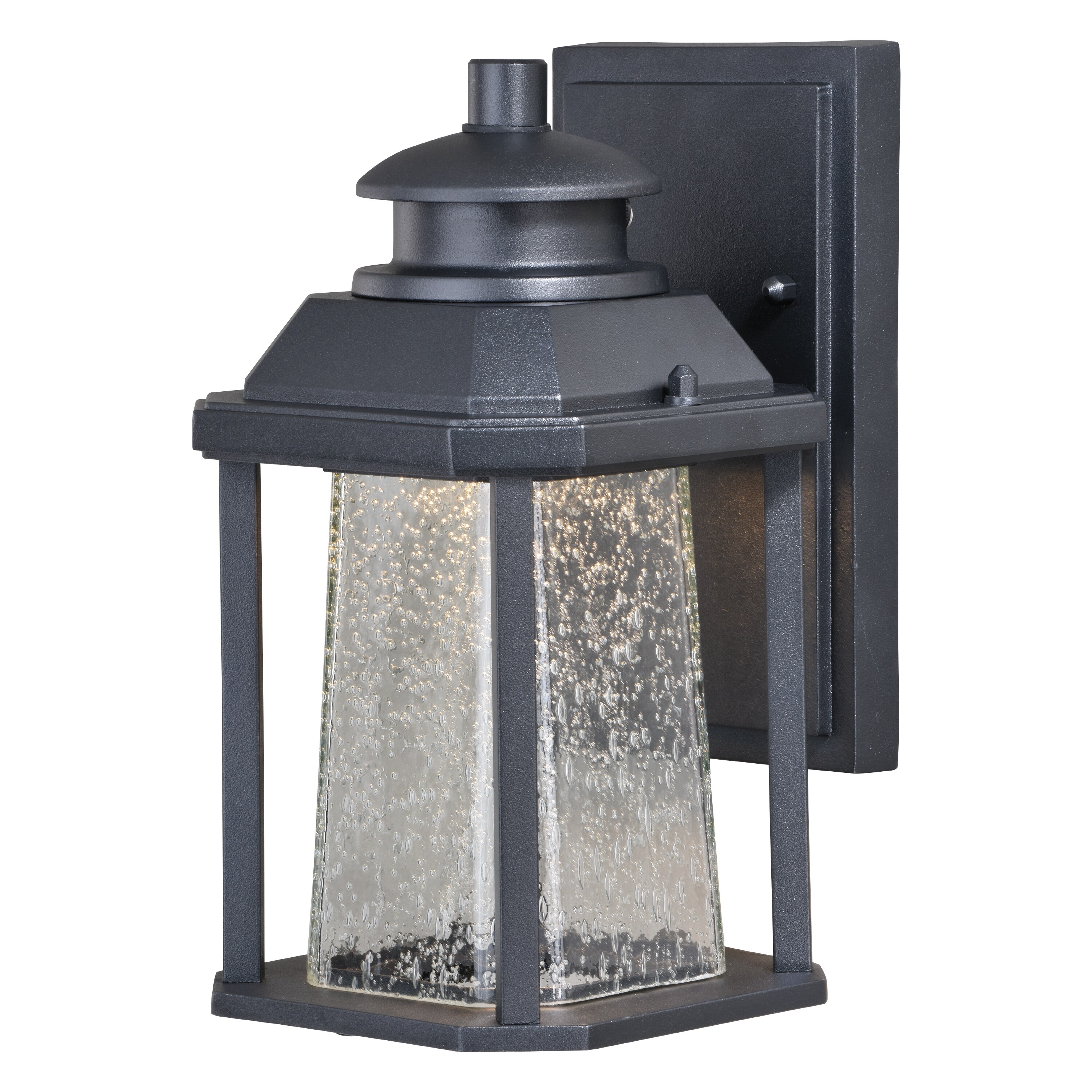 Freeport Aluminum 1 Light LED Dusk to Dawn Black Outdoor Wall Lantern Clear Glass - 5.5-in W x 9.75-in H x 6.5-in D - Mycitystee