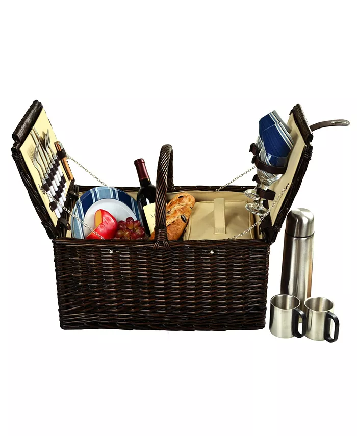 Picnic At Ascot Surrey Willow Picnic Basket with Coffee Set -Service for 2 - Mycitystee