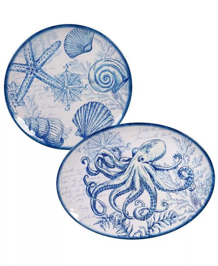 Certified International Oceanic Melamine 2-Pc. Platter Set - Mycitystee