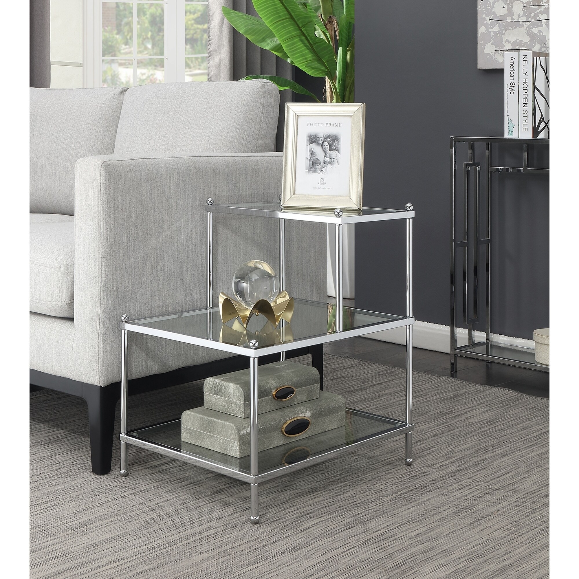 Silver Orchid Farrar Chrome Finish 3-tier Step End Table - Mycitystee