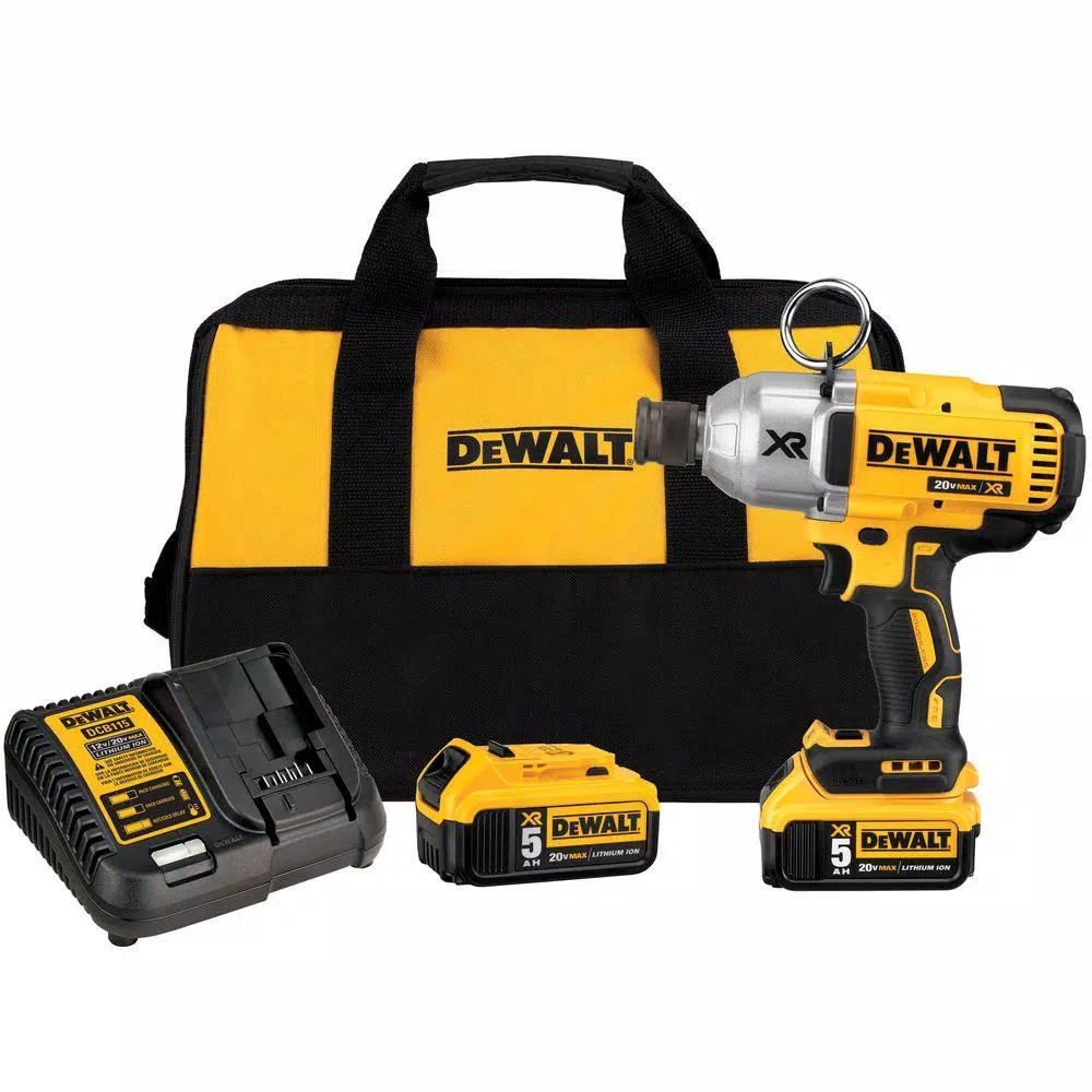 DEWALT 20-Volt MAX XR Cordless Brushless 7/16 in. High Torque Impact Wrench Quick Release Chuck and (2) 20-Volt 5.0Ah Batteries and#8211; XDC Depot - Mycitystee