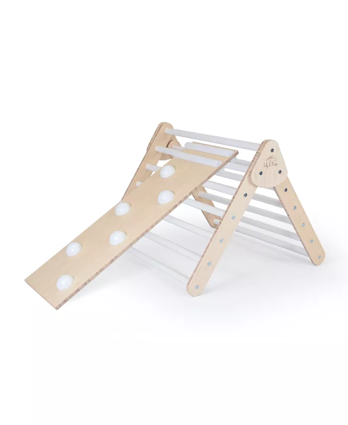 Lily and River Bamboo Little Climber Playset With Rockwall Slide In White - Mycitystee