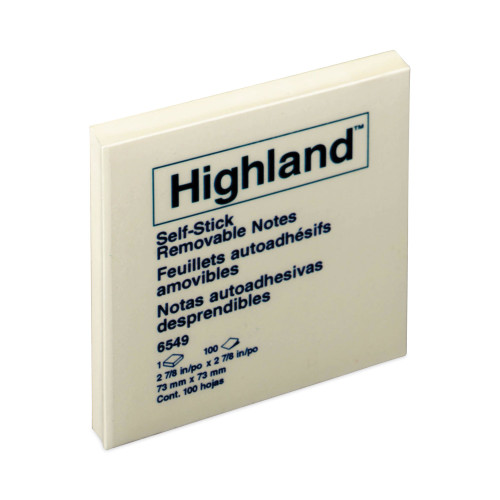 Highland Self-Stick Notes， 3 x 3， Yellow， 100-Sheet， 12/Pack (6549YW) - Mycitystee