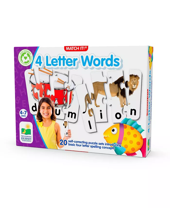 The Learning Journey Match It - 4 Letter Words Set of 20 Self-Correcting Reading Spelling Puzzles with Matching Images - Mycitystee