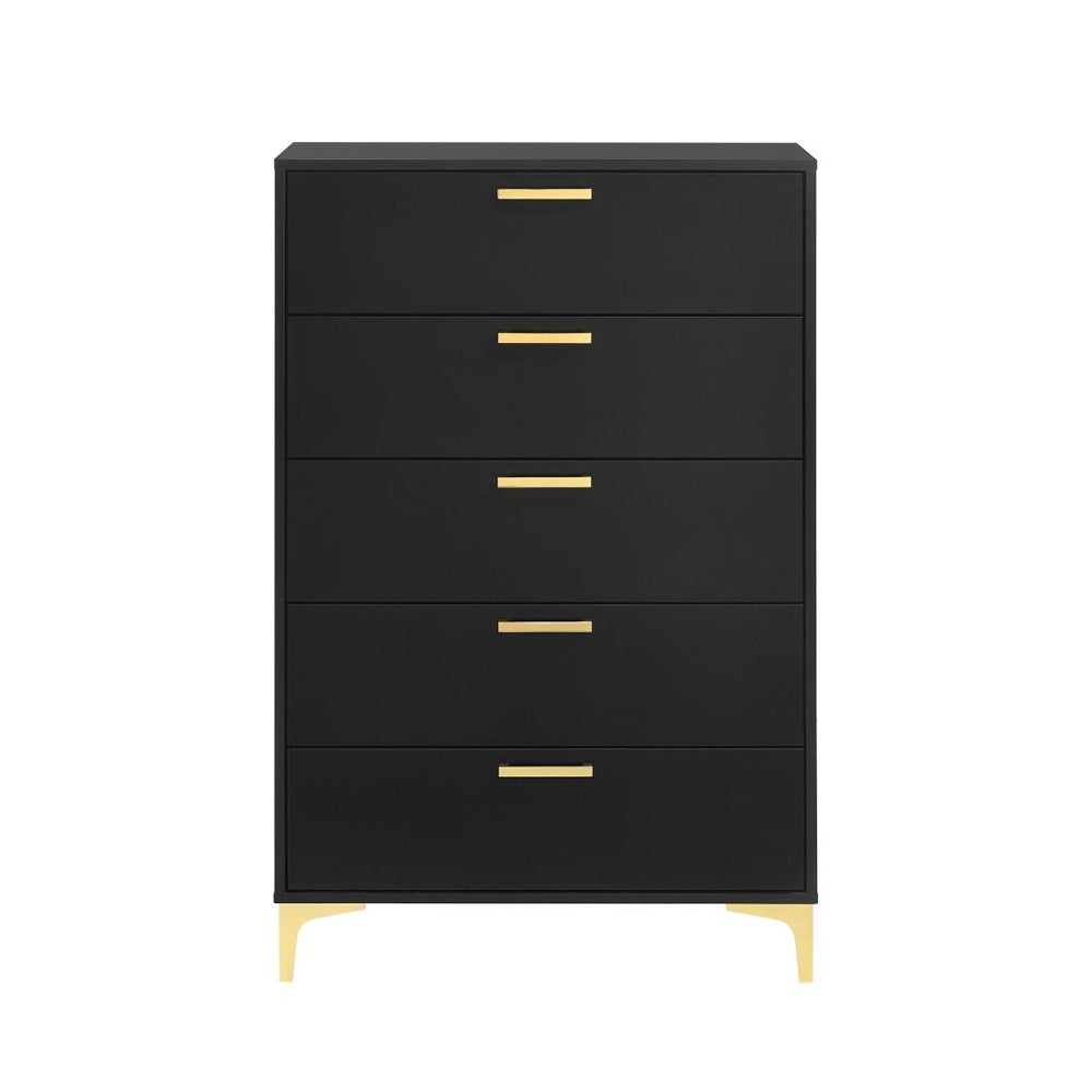 5 Drawers Wood Chest with Metal Legs in Balck and Gold - - 37156929 - Mycitystee
