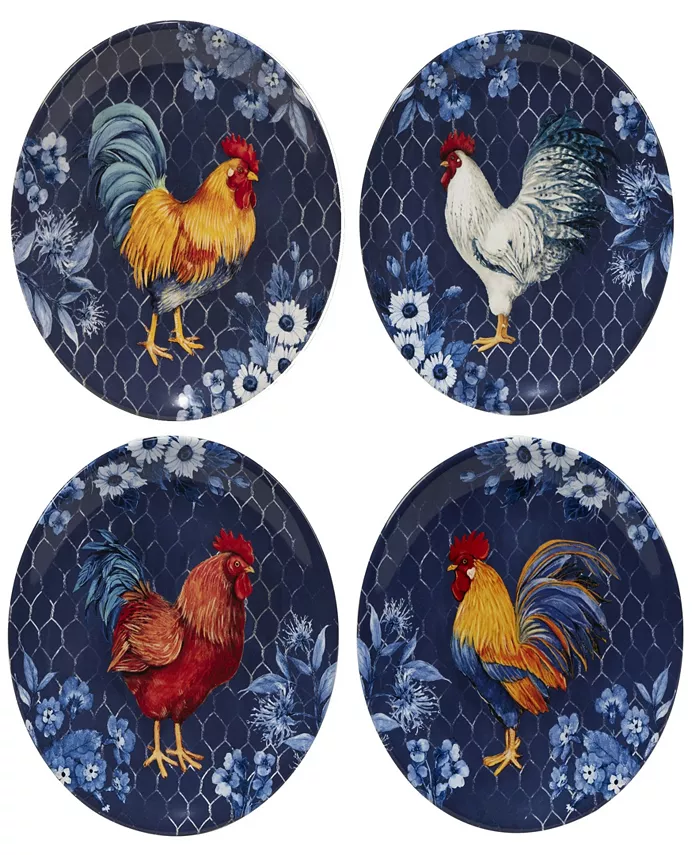 Certified International Indigo Rooster Set of 4 Salad Plate - Mycitystee