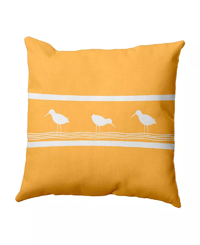 E by Design Birdwalk 16 Inch Yellow Decorative Coastal Throw Pillow - Mycitystee
