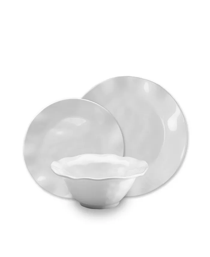 Q Squared Melamine Ruffle Round 12PC Set - Mycitystee