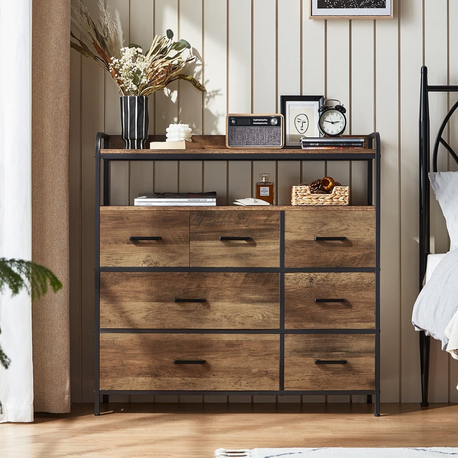 Dresser for Bedroom， Chest of Drawers with 7 Fabric Drawers， Storage Drawer Unit for Living Room， Kids - as picture - - 37668482 - Mycitystee