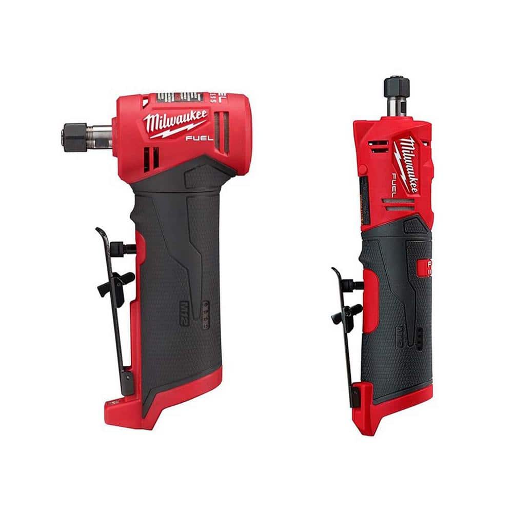 Milwaukee M12 FUEL 12V Lithium-Ion Brushless Cordless 1/4 in. Right Angle and Straight Die Grinder Kit (Tool-Only Kit) 2485-20-2486-20 - Mycitystee