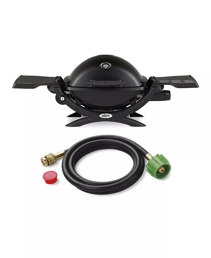 Weber Q 1200 Gas Grill (Black) And Adapter Hose - Mycitystee