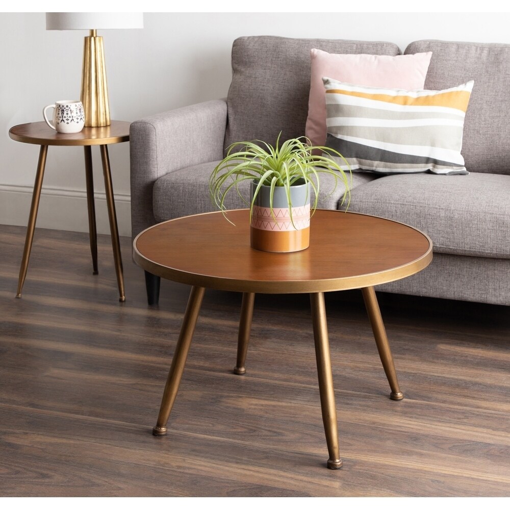 Kate and Laurel Clegg Brown Wood and Metal Coffee Table - 28x28x18 - Mycitystee