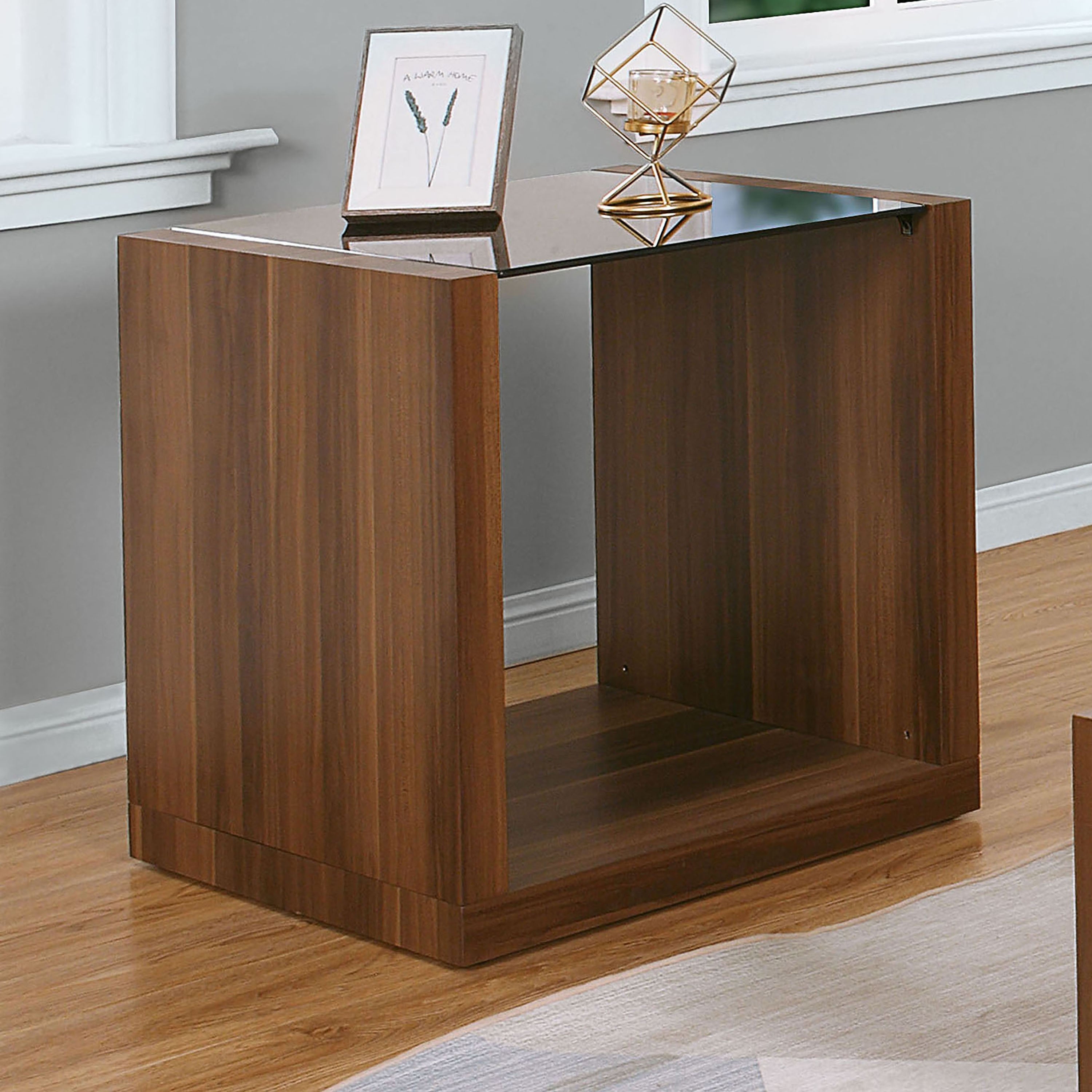 Furniture of America Valmont Contemporary Walnut 22-inch Side Table - Mycitystee