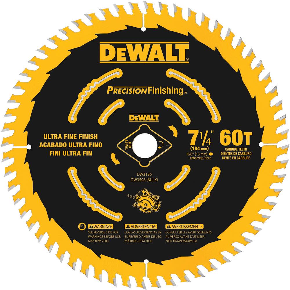 DEWALT 7 1/4 in Thin Kerf Fine Cutting Blade DW3196 from DEWALT - Mycitystee
