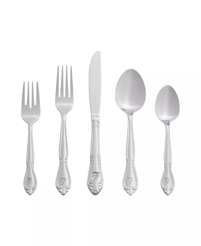 RiverRidge Home Riverridge Rose 46 Piece Monogrammed Flatware Set - F， Service for 8 - Mycitystee