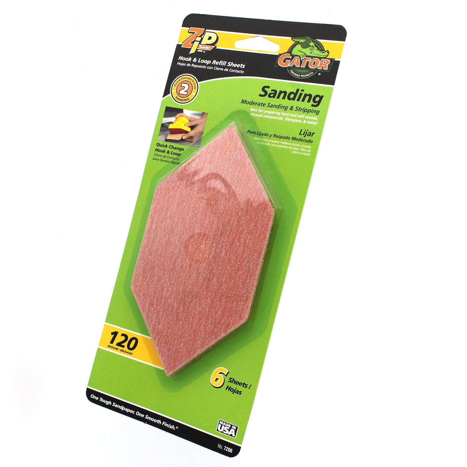 Gator Zip Sander 6 in. L X 3 in. W 120 Grit Aluminum Oxide Sanding Sheet 6 pk - Mycitystee
