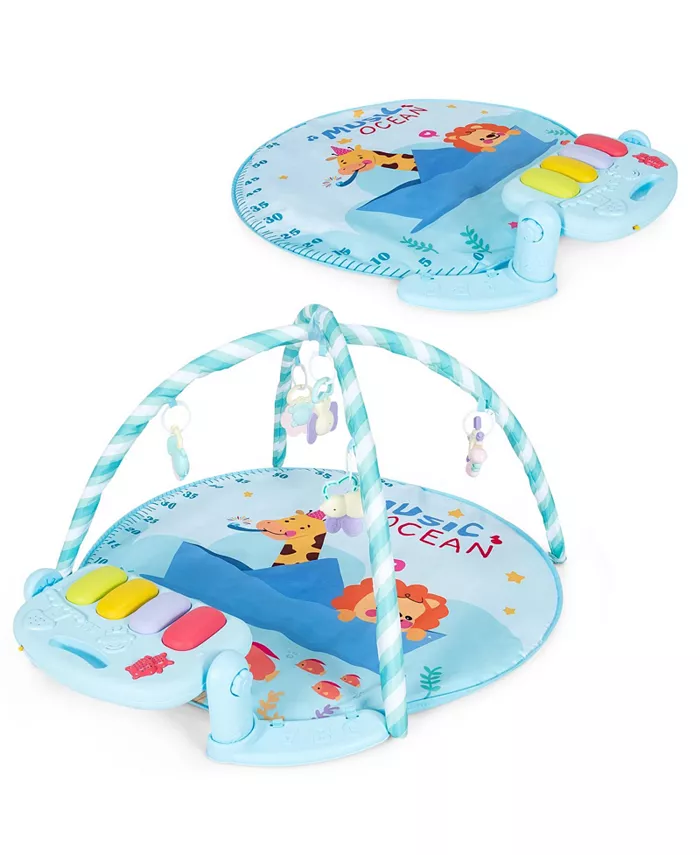 Costway Baby Gym Baby Play Mat Piano Gym w  5 Hanging Sensory Toys - Mycitystee