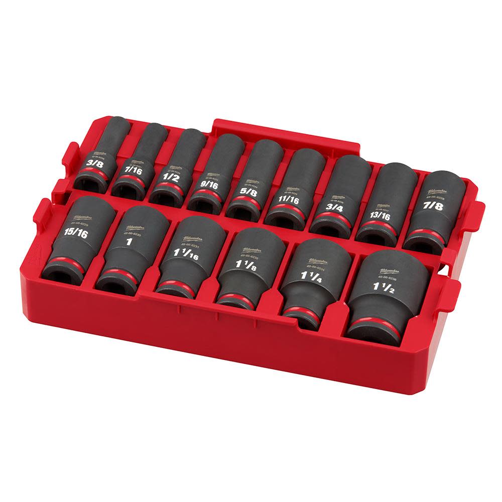 Milwaukee SHOCKWAVE Impact Duty Socket 1/2 Dr 15pc SAE Tray Set 49-66-6817 from Milwaukee - Mycitystee
