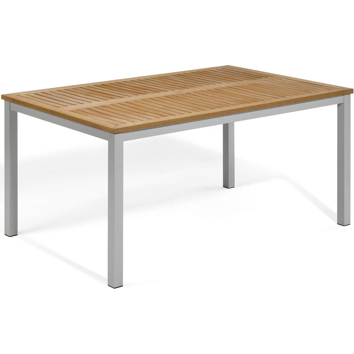 Travira 63 X 40 Inch Rectangular Aluminum Dining Table W/ Tekwood Natural Top By Oxford Garden - Mycitystee
