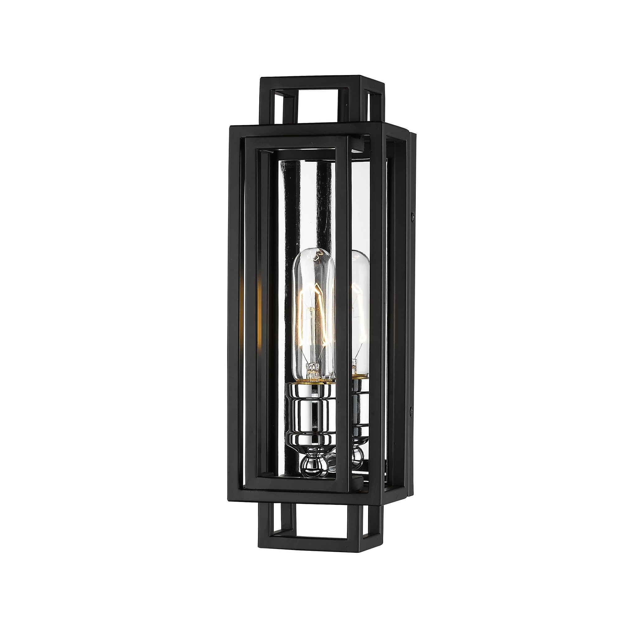 Titania 1 Light Wall Sconce - Black + Chrome - Black + Chrome - Mycitystee