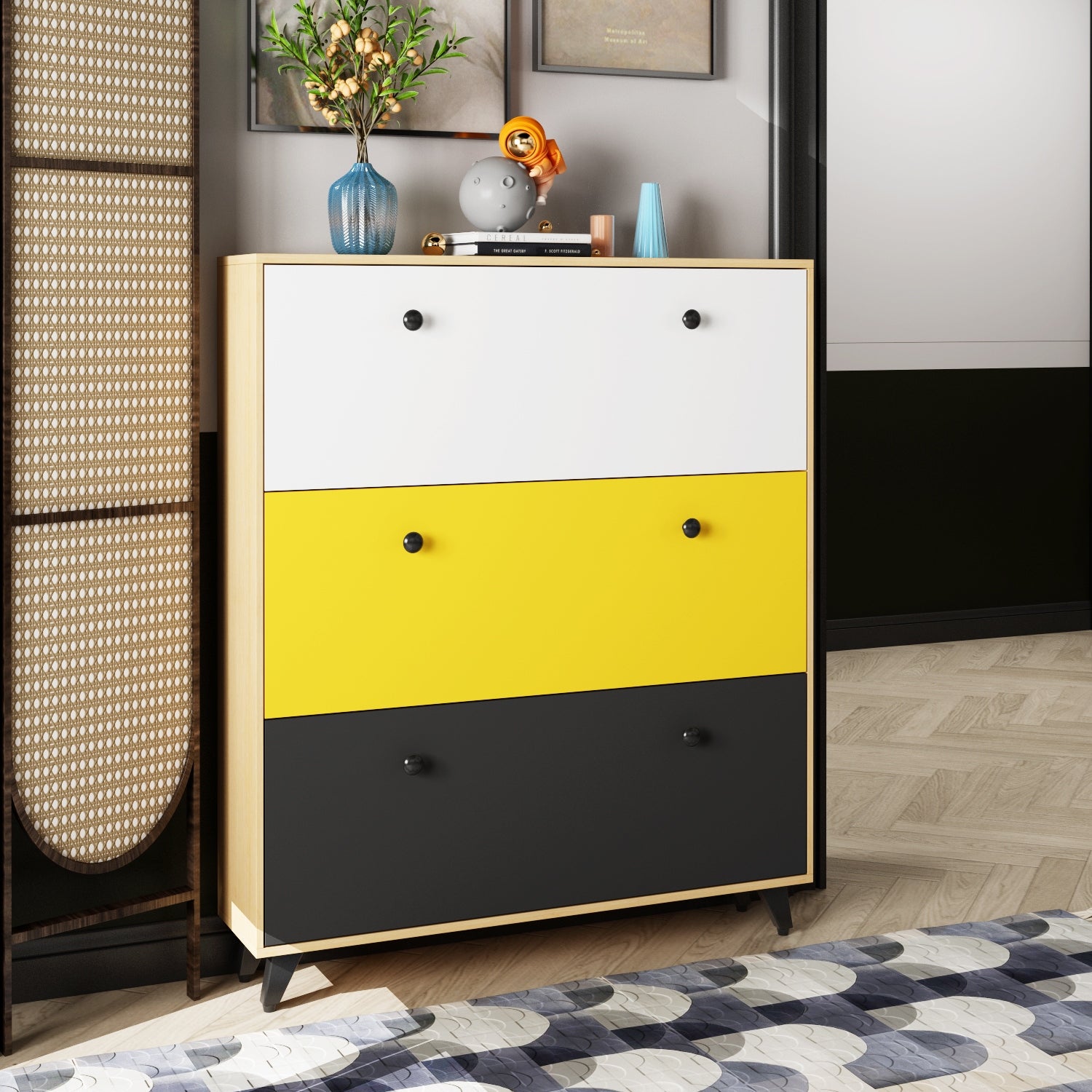 3-Tier Wood Modern Shoe Storage Cabinet - - 34316981 - Mycitystee