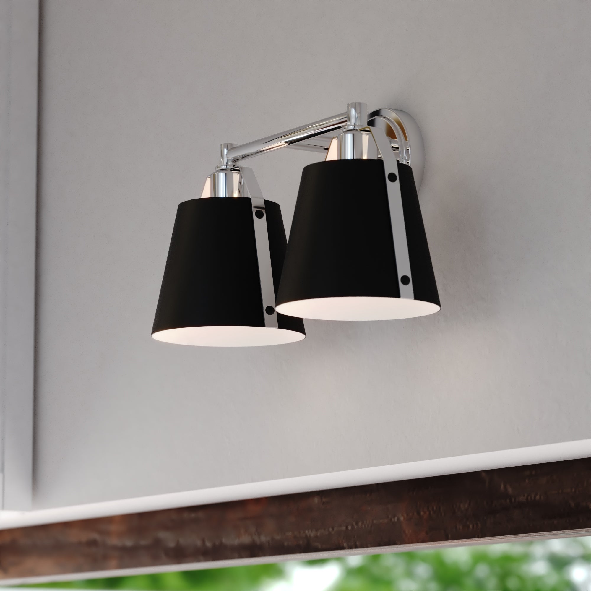 Barrington Black and Chrome Industrial Bathroom Vanity Light Fixture with Metal Shade - Mycitystee