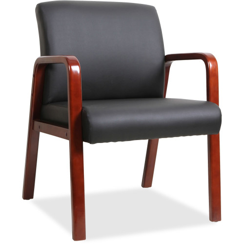 Lorell Black Leather Wood Frame Guest Chair (40202) - Mycitystee