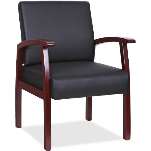 Lorell Black Leather/Wood Frame Guest Chair (68556) - Mycitystee