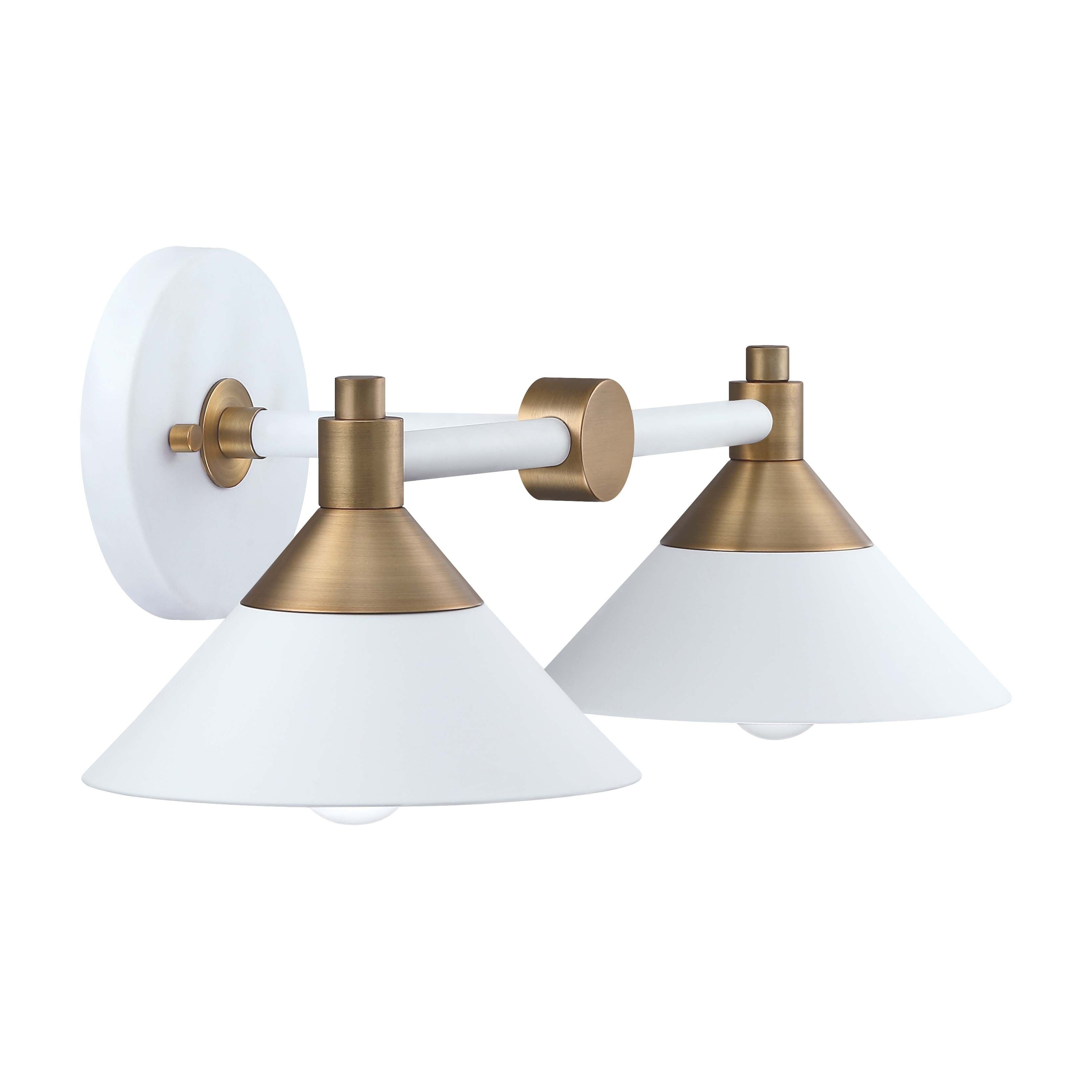 Nathan James Frank Bathroom Vanity Wall Light Fixture with 2-Lights Vintage Farmhouse Sconce with Metal Shade - Mycitystee