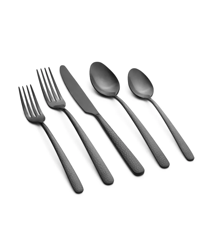 Fiesta Conga Black Satin 20-Piece Flatware Set， Service for 4 - Mycitystee