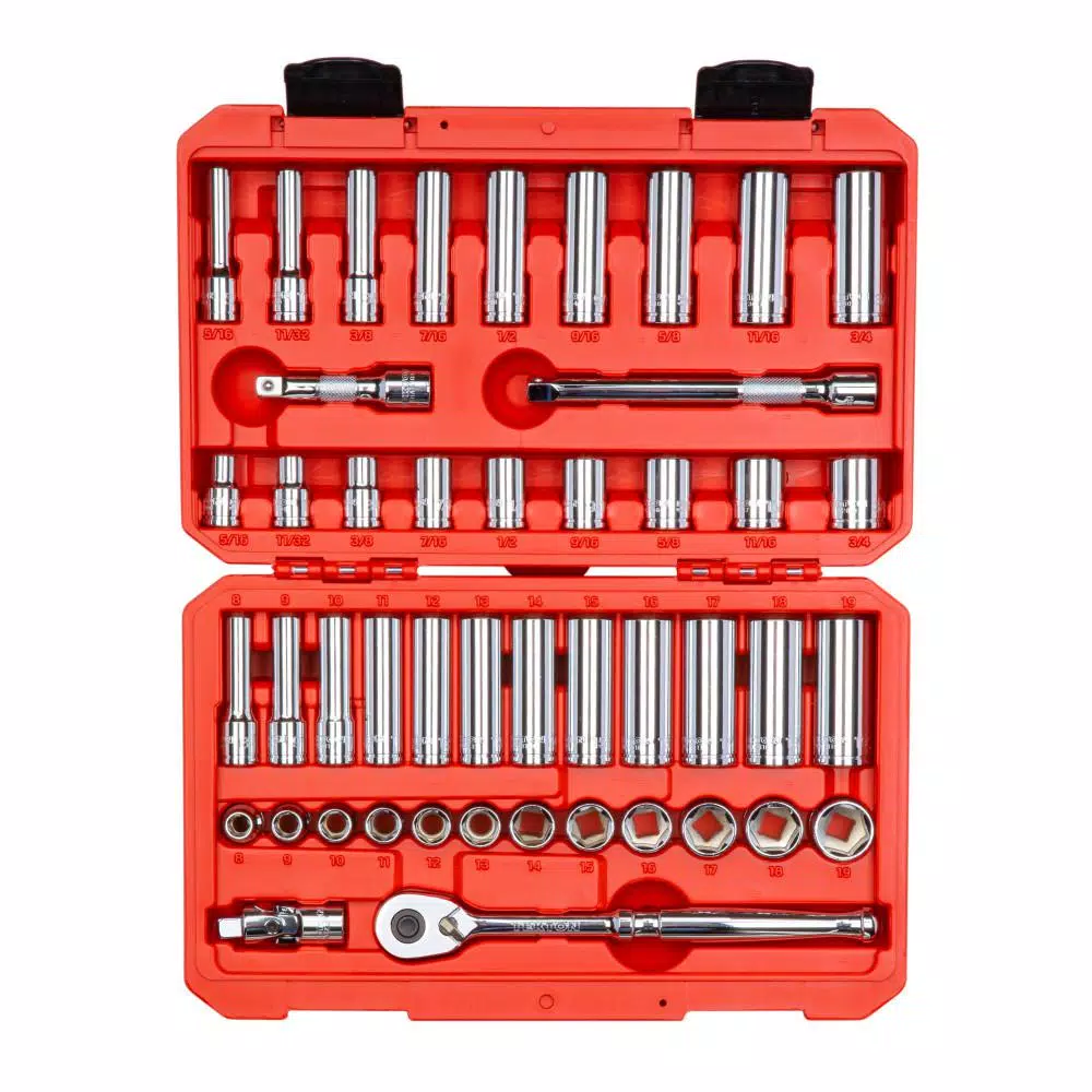 TEKTON 3/8 in. Drive 6-Point Socket and Ratchet Set (47-Piece) (5/16 in. and#8211; 3/4 in.， 8 mm and#8211; 19 mm) and#8211; XDC Depot - Mycitystee