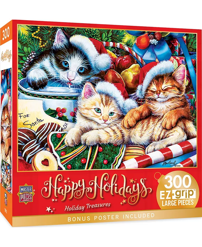 MasterPieces Puzzles 300 Piece EZ Grip Christmas Jigsaw Puzzle - Holiday Treasures - Mycitystee